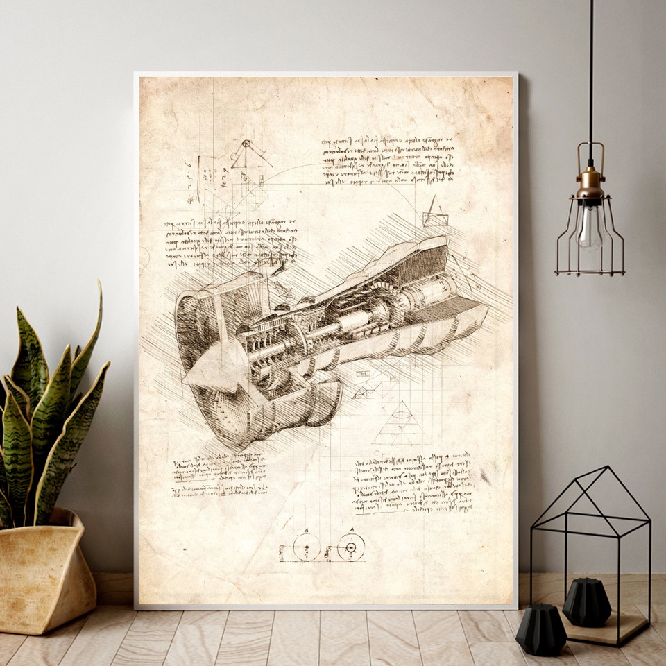 Jet Engine Turbine design drawings Canvas Art Poster Home Wall Decor (No Frame)