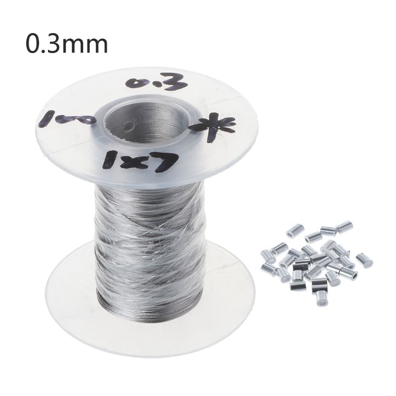 100m 304 Stainless Steel Wire Rope Soft Fishing Lifting Cable 1×7 Clothesline With 30 Aluminum Ferrules D08F