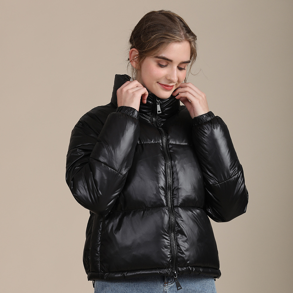 Zipper Short Puff Jacket for Women