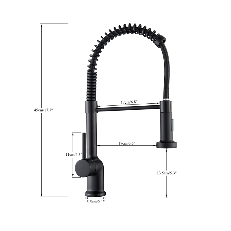 Brass Matte Black Pull Down Spring Kitchen Faucet Kitchen Sink Faucet Single Handle Faucet 360 Degree Rotating Sink Mixer Crane