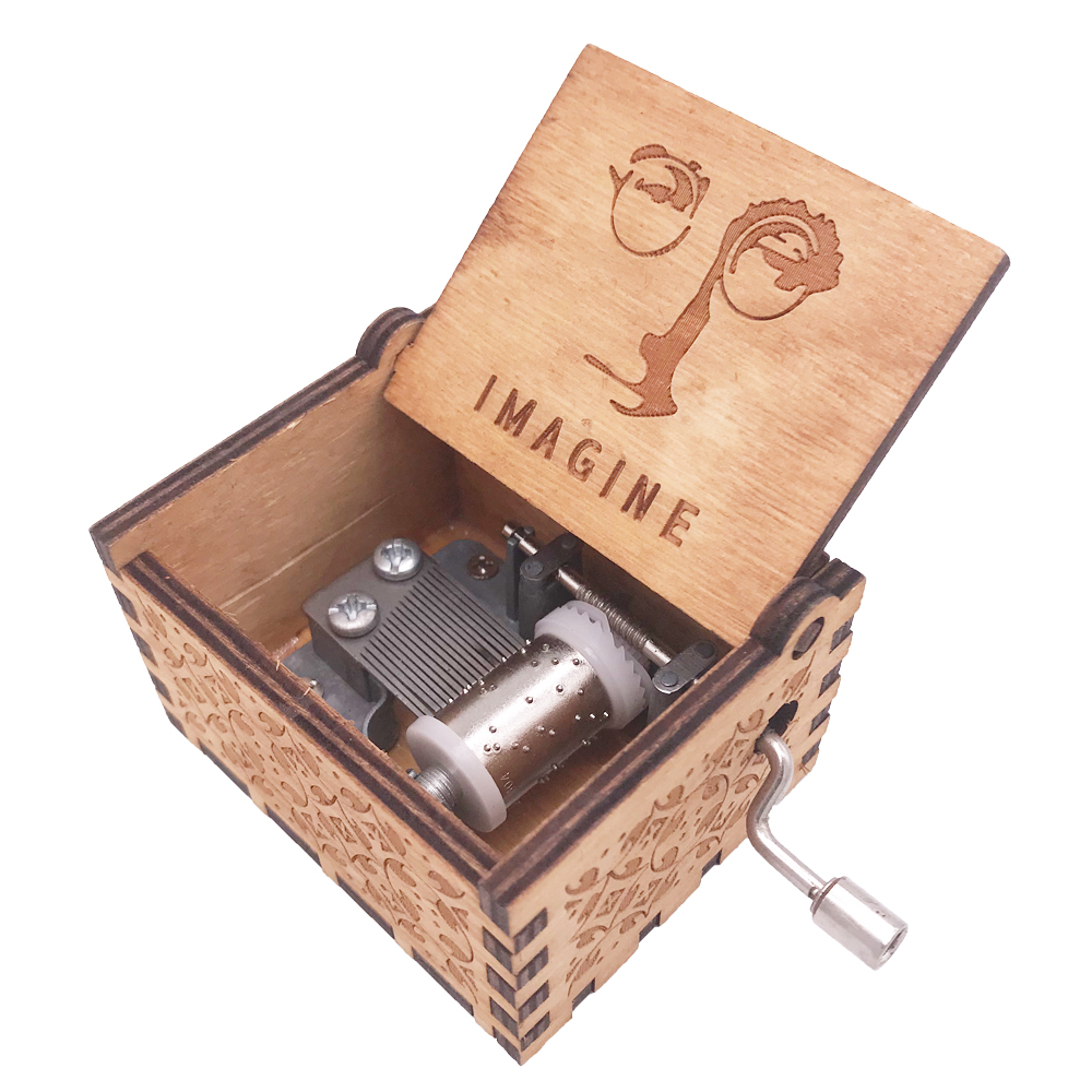 Imagine 18 N Music Box Hand Crank Musical Box Carved Wood Musical Gifts Christmas for Woman, Play Imagine by John Lennon