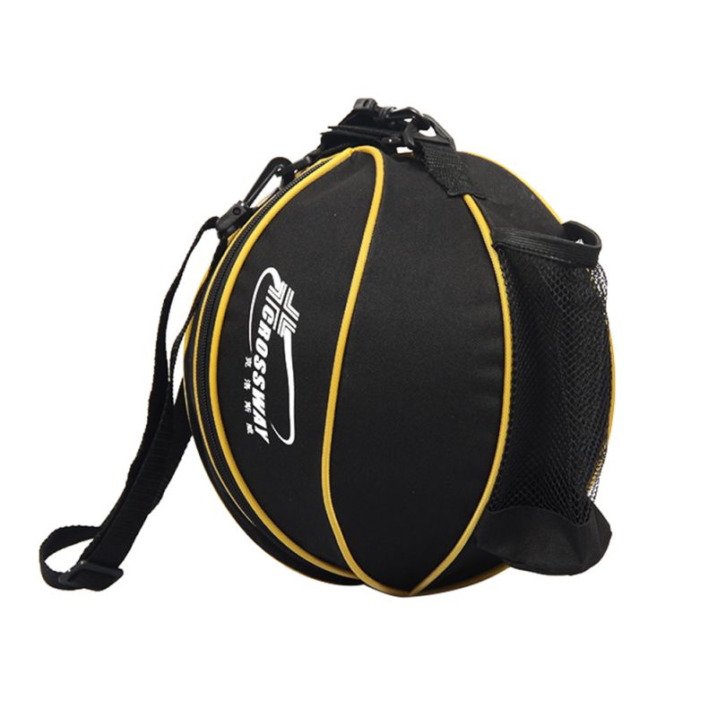 Universal Basketball Bag Football Volleyball Basketball Storage Bag Round Shape Adjustable Shoulder Strap 2 Side Mesh Pockets