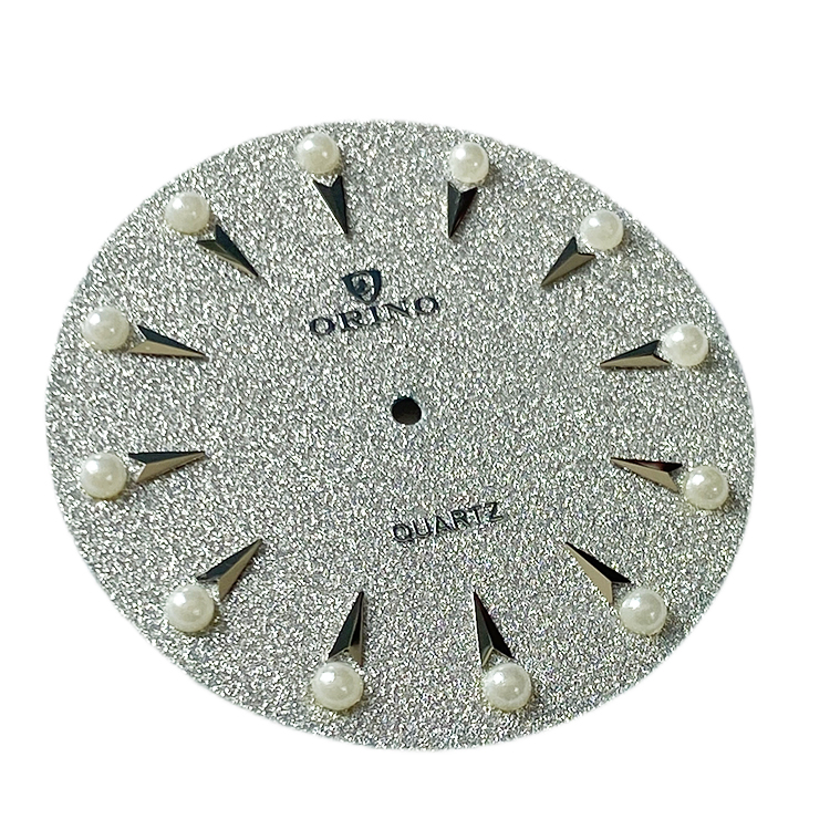 Silver glitter watch dial