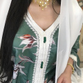 Dubai Moroccan kaftan Dress Autumn 2020 Loose Muslim Jalabiya Abaya Dresses V Neck Long Sleeve Arabic Turkish islamic Clothing