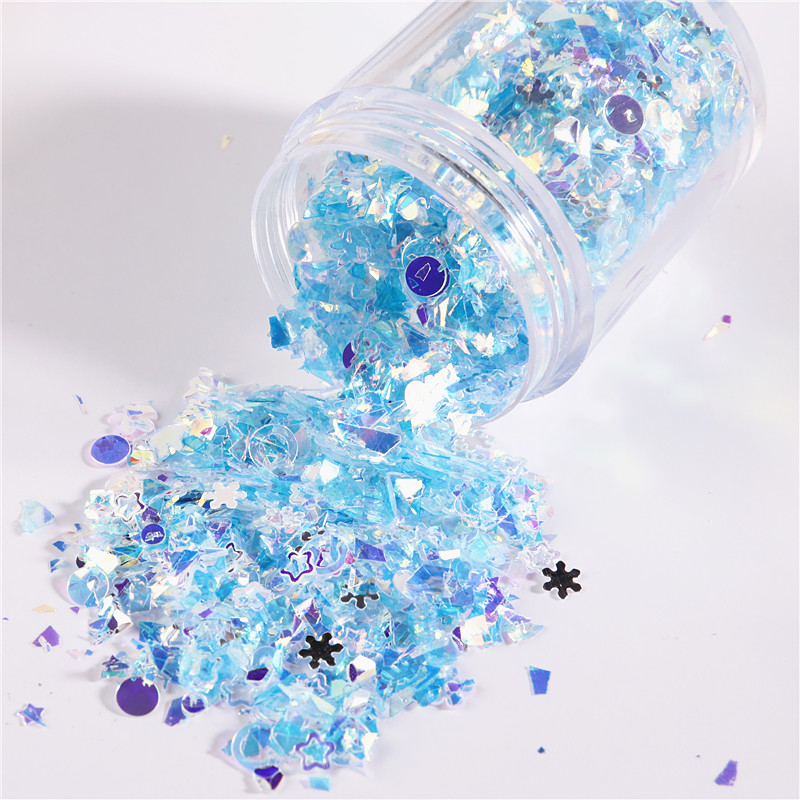 10g Irregular Shell Paper Paillettes Glitter Mix High Flash Crystal Sequins Colorful Flakes For 3D DIY Nail Art Decoration