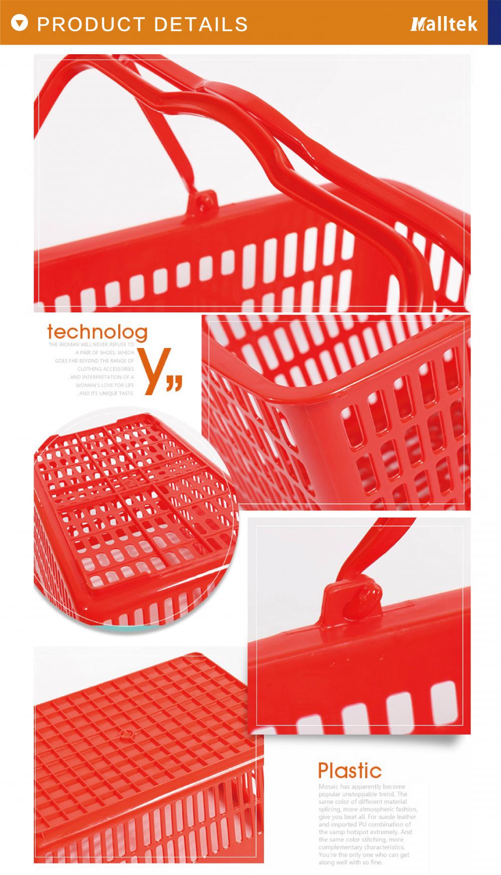 Nice Selling Durable Handle Plastic Supermarket Hand Shopping  Basket