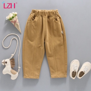 LZH Kids Pants 2020 New Autumn Baby Boys Girls Cotton Solid Color Soft Overalls Pants Childrens Loose Casual Trousers 2-6 Years