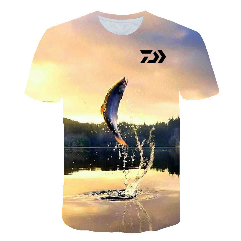 DAIWA T Shirt Summer Man Short Sleeve Fishing Clothing Outdoor Sport Breathable Fishing Clothes men beach printed T-shirt Top