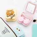 Cute Contact Lens Box Cartoon Square Contact Lens Cases With Mirror Women Girls Travel Contact Lenses Kit Container Case
