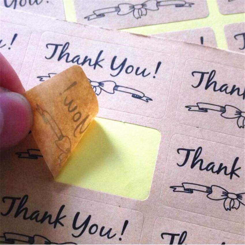 100PCS/lot Round Vintage Kraft Label Sticker Thank you DIY Multifunction Adhesive Packaging Sealing Label Sticker Gift Stickers