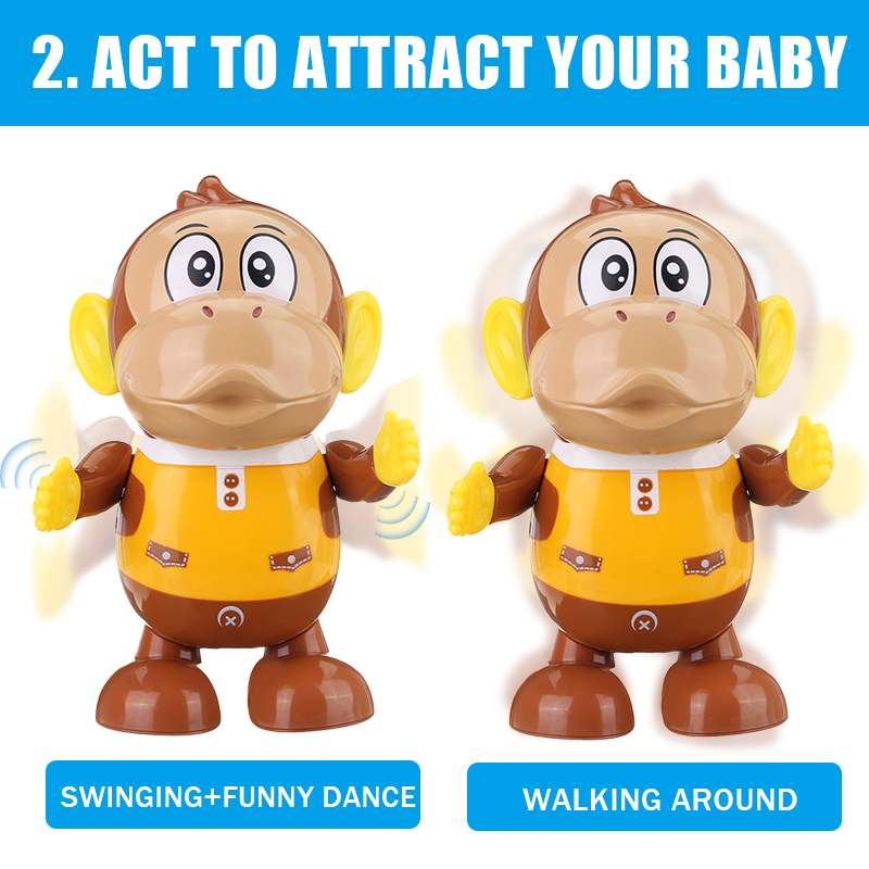 Electric Robot Monkey Toys Fun Dancing Street Dance Electric Musical Toy LED Light Music Dancing AnimalsToy for Children Gifts