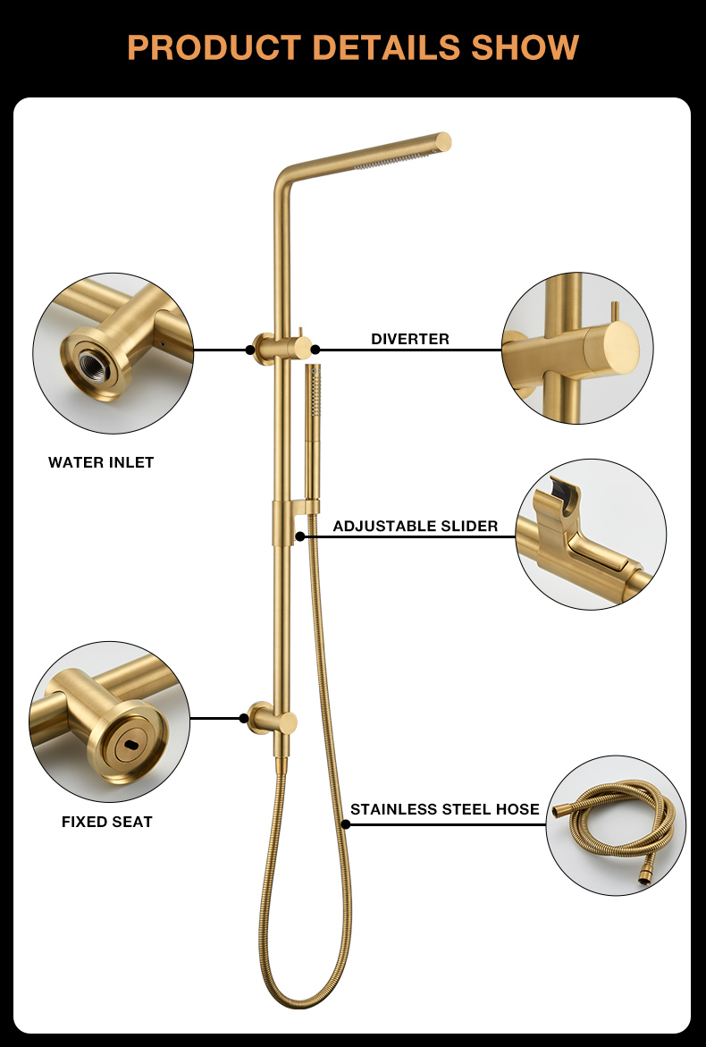 Round Shower Rod Set with Handheld