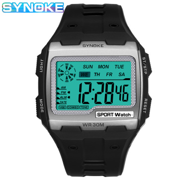 SYNOKE Square Digital Watches Men LED Waterproof Anti-Shock Men's Sports Watch Casual Large Dial Electronic Clock Relojes Hombre