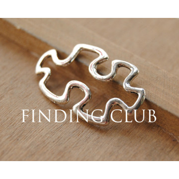 30pcs Silver Color Autism Awareness Puzzle Piece Connectors Charm Connector Metal Bracelet Necklace Jewelry Findings A556