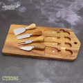 Jaswehome New Natural Acacia Cheese Board Set Cheese Knife With Board 5pcs Cheese Tool Sets Cheese Boards Slicer Knife Gift Set