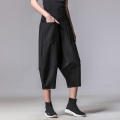 [EAM] 2021 New Spring Autumn High Elastic Waist Pockets Spliced Simple Loose Wed Leg Pants Women Trousers Fashion Tide JY915