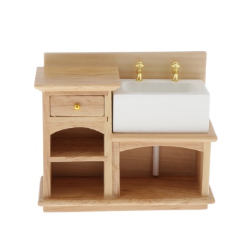 1:12 Scale Dollhouse Miniature Furniture Bathroom Kitchen Wooden Hand Sink