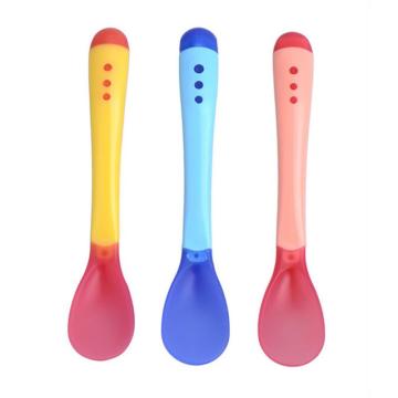 3 Colors Newborn Baby Silicone Spoon Baby Safety Temperature Sensor Children Tableware Baby Feeding Spoon