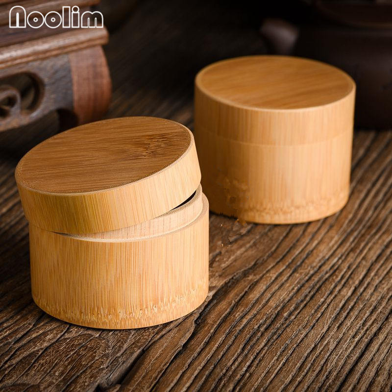 Bamboo Handmade Kitchen Spice Jar Creative Sealed Cans Storage Tank with Cover Food Container Round Tea Box Teahouse Canisters