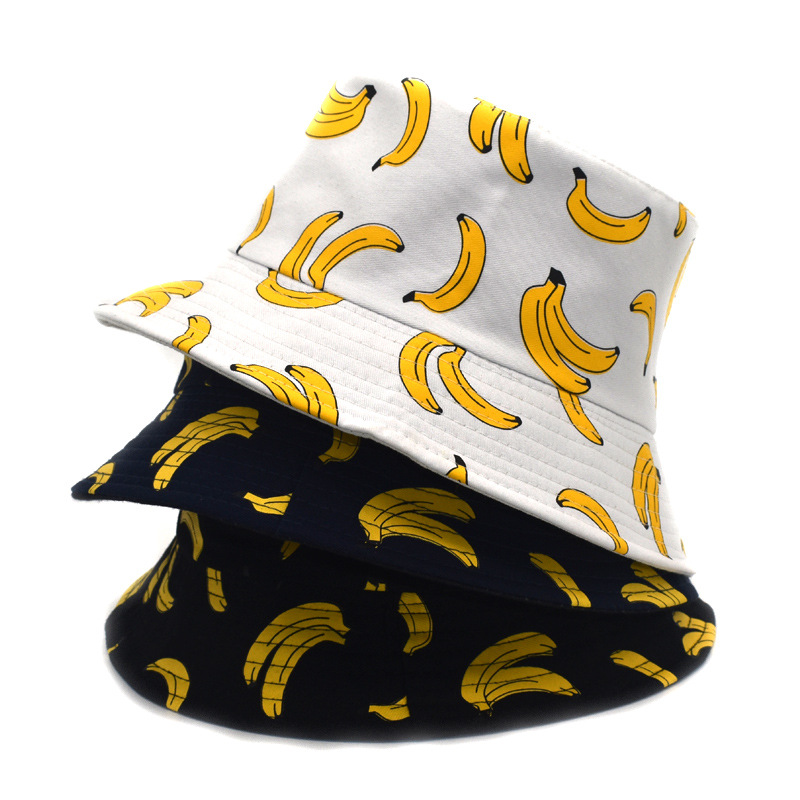 Banana Bucket Hat for Women Fresh Fruits Fisherman Hats Pineapple Watermelon Cotton Bucket Cap Bob Gorros Beach Travel Caps 2020