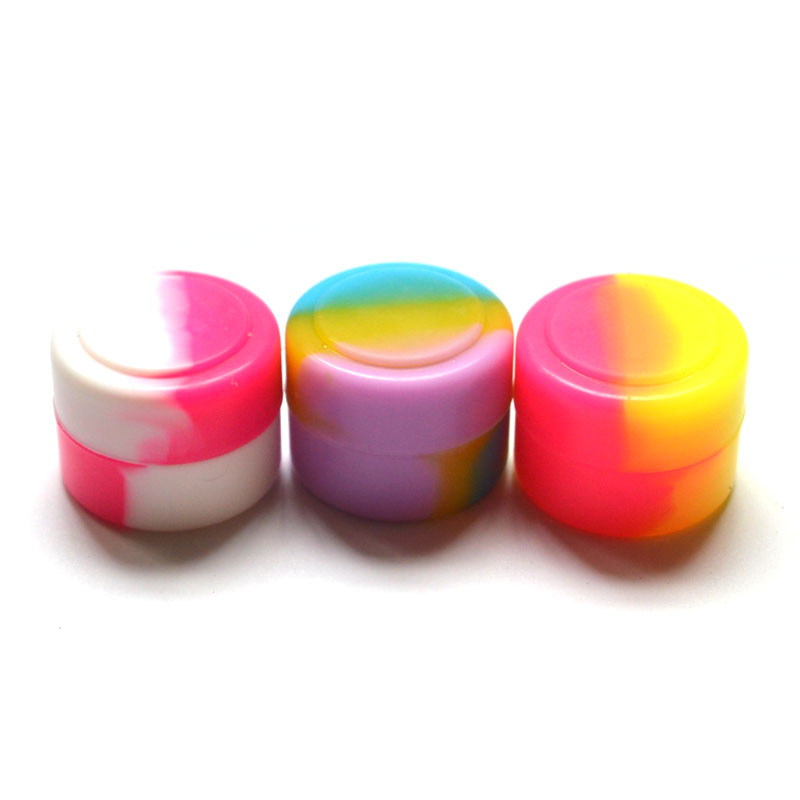 2pcs 2ml Silicone Wax Box Dry Herb Jars Dab Round Shape Silicone Container Dry Herb Oil Wax Vaporizer Silicone Jar