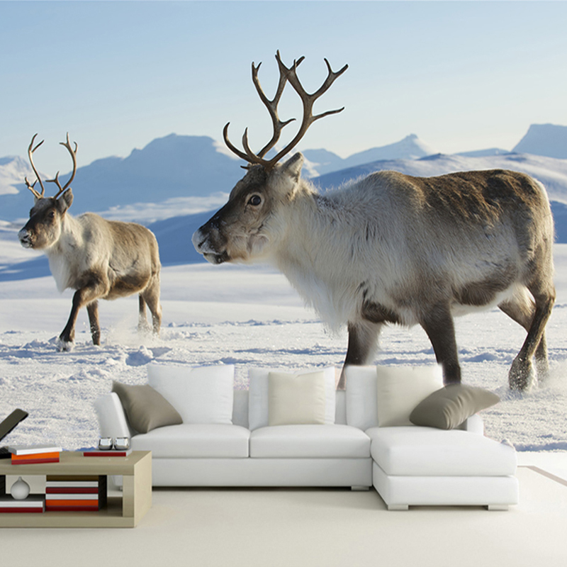 Custom Mural Wallpaper Snow Antelope Animal Poster 3D Living Room Sofa Bedroom Background Photo Papel De Parede 3D Wall Sticker