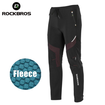 ROCKBROS Cycling Winter Bike Pants Outdoor Sport Waterproof Thermal Fleece Trousers Bicycle Equipment Tights Running Bike Pants