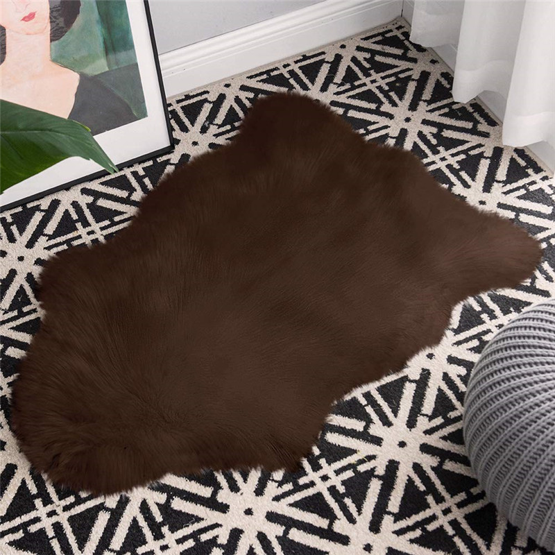 Irregular Faux Area Rug Soft Fluffy Solid Carpet Modern Tie Dye Long Plush Floor Mat for Living Room Kids Anti-slip Seat Pad