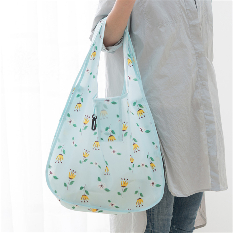 PURDORED 1 Pc Flower Shopping Bag Fordable Women Shopping Tote Bag Portable Waterproof Reusable Cloth Eco Grocery Bag Handbags