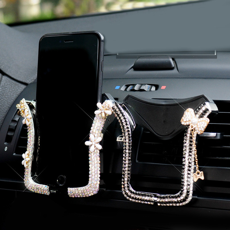 Diamond Crystal Universal Car Phone Holder For iPhone X Max 8 7 6 Samsung Support Mobile Air Vent Mount Car Holder Phone Stand