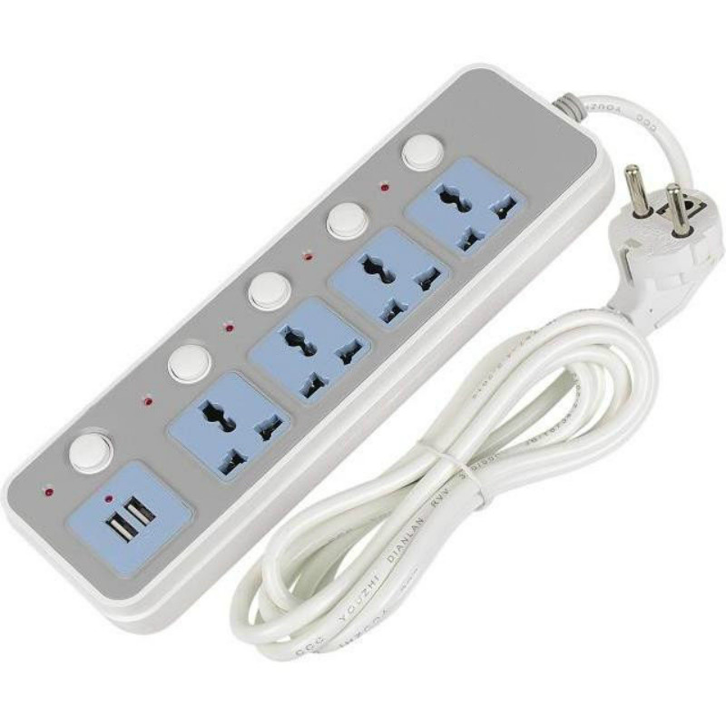 Travel Power Strip Switch Socket 4 Universal Outlets 2 USB Electrical Extension 1.8M Cable Network filter for Phones