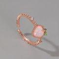 ZYZQ Sweet Pink Peach Ring Summer Fresh Love Artificial Opal Opening Adjustable Index Finger Ring