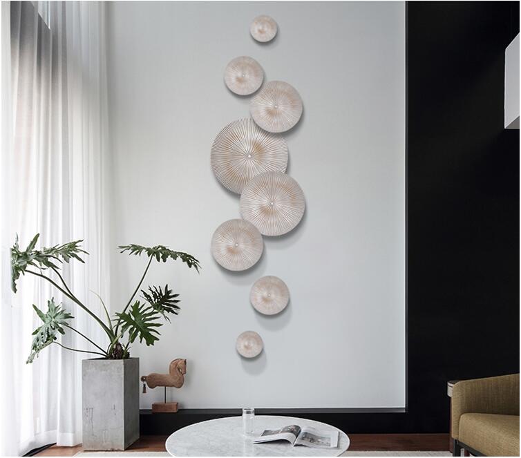 Modern Wood Round Shape Wall Sticker Decoration Home Livingroom Wall Mural Ornaments Hotel Cafe Club Wall Hanging Pendant Crafts