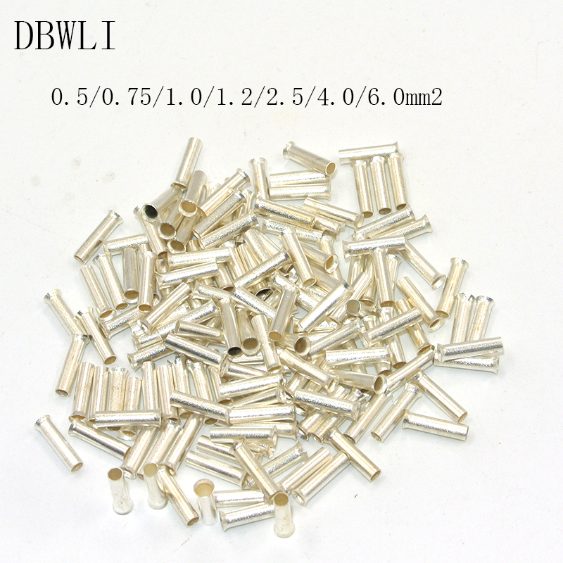 2000PCS 22-10 AWG EN 0.5/0.75/1.5/2.5/4/6mm2 NON-INSULATED BUTT CONNECTOR CRIMP TERMINAL WIRE BARE Bootlace Ferrules Cord End