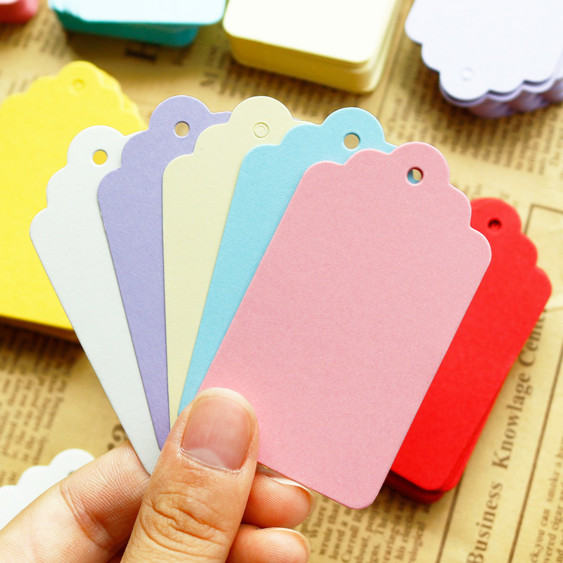 50pcs 4x7cm Colorful Paper Tags Handmade Wedding Favors Craft Gift Hang Tag Packaging Label Price Tags DIY Cloth Sewing Supply