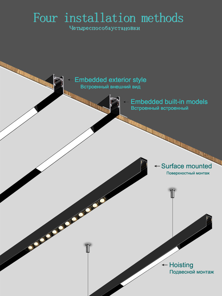 Wide Recessed Magnetic Track Lights design led Lamps Magnetic Rail Ceiling System Indoor Track Lighting Floodlight Spotlights