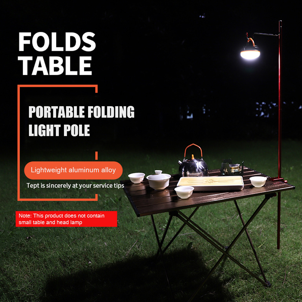 Folding Mini Lamp Pole for Outdoor Camping Picnic Fishing Tent Travel Aluminum Alloy Adjustable Height Light Lantern Holder