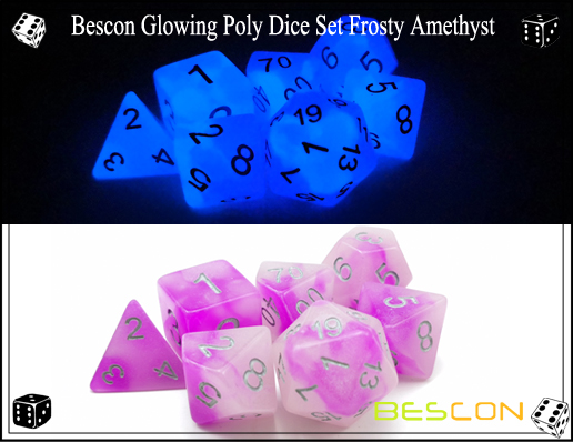 Bescon Glowing Poly Dice Set Frosty Amethyst-9