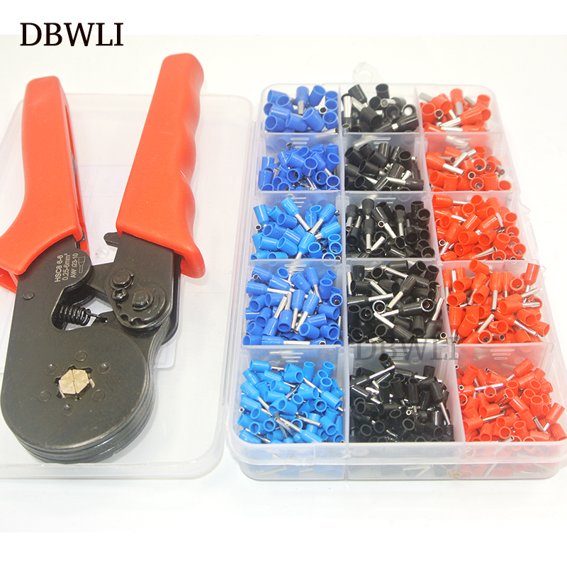 1065 Wire Crimping Tool Kit AWG 12-22 Terminal Connector Sleeves Contractors Ferrule Crimper Pliers Pin End Terminal