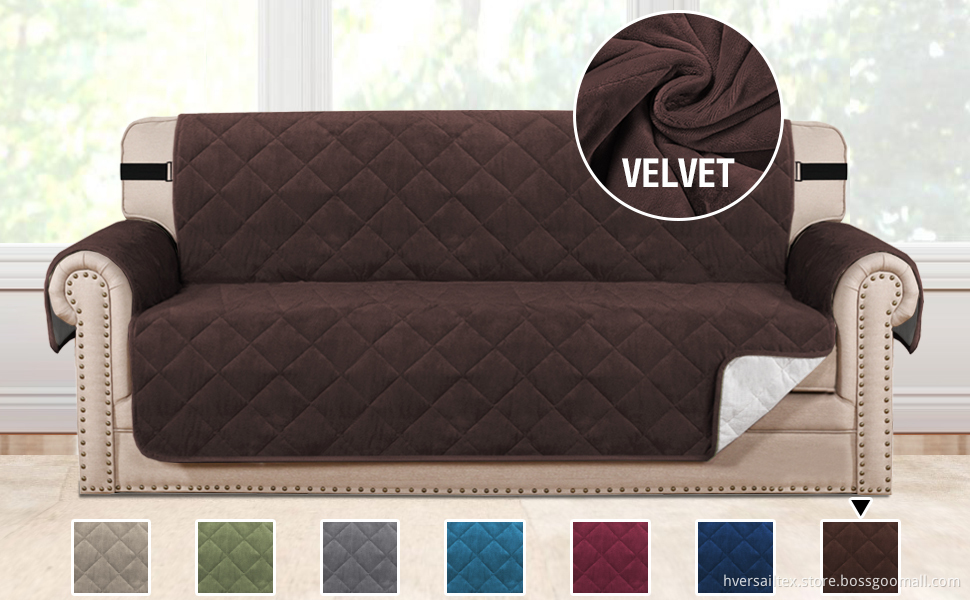 Velvet Plush Quilted Oversized Sofa Covers