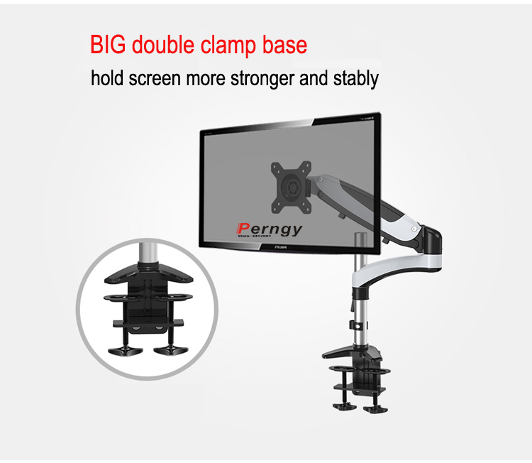 DL-GST112 Desktop17-27" grommet clamp base LCD LED Monitor Holder Arm Gas Spring Full Motion TV Mount Loading 5-15KGKgs