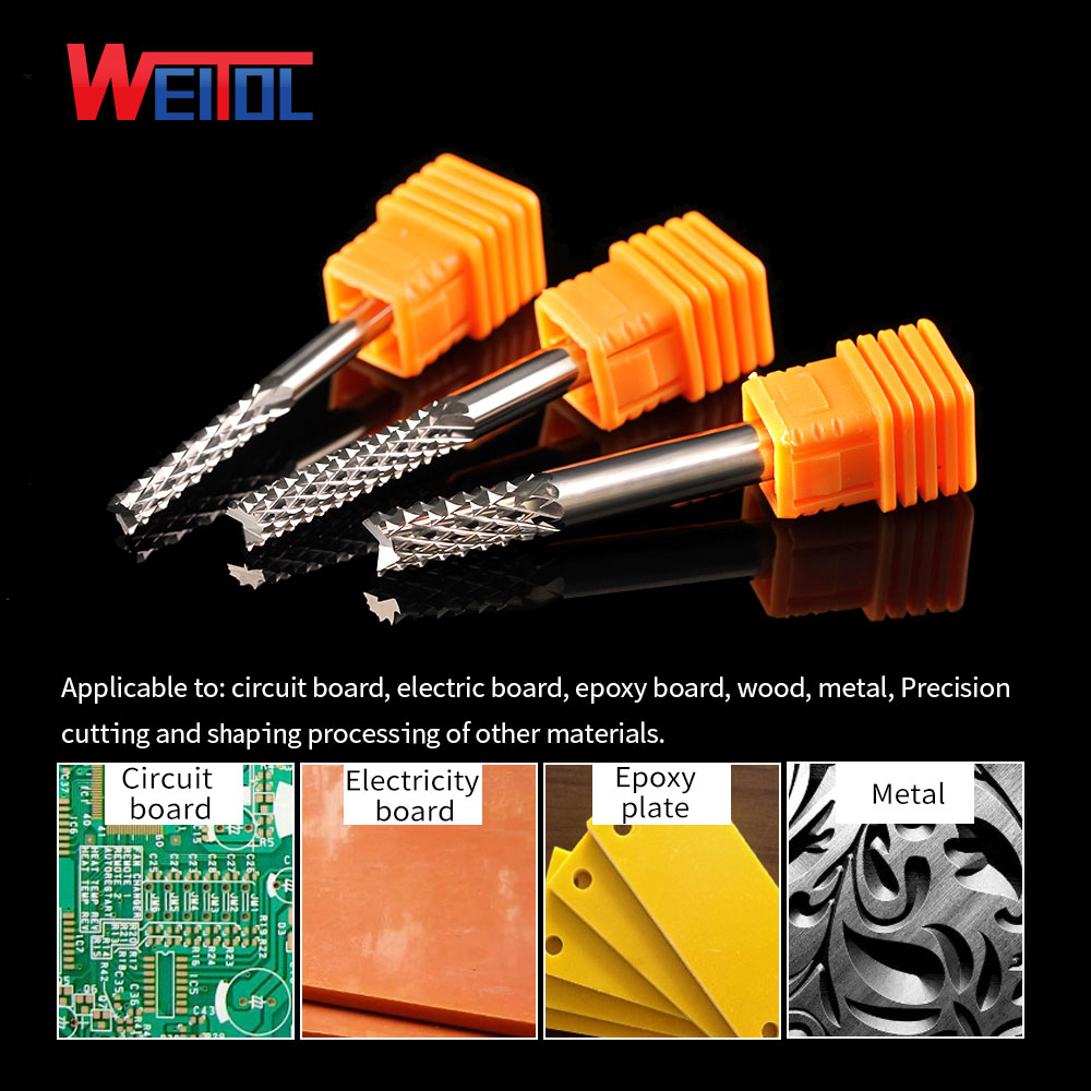 Weitol corn teeth end mill Tungsten steel Corn Cutter Cement board ,Hardwood,PCB cutting CNC Router Bits