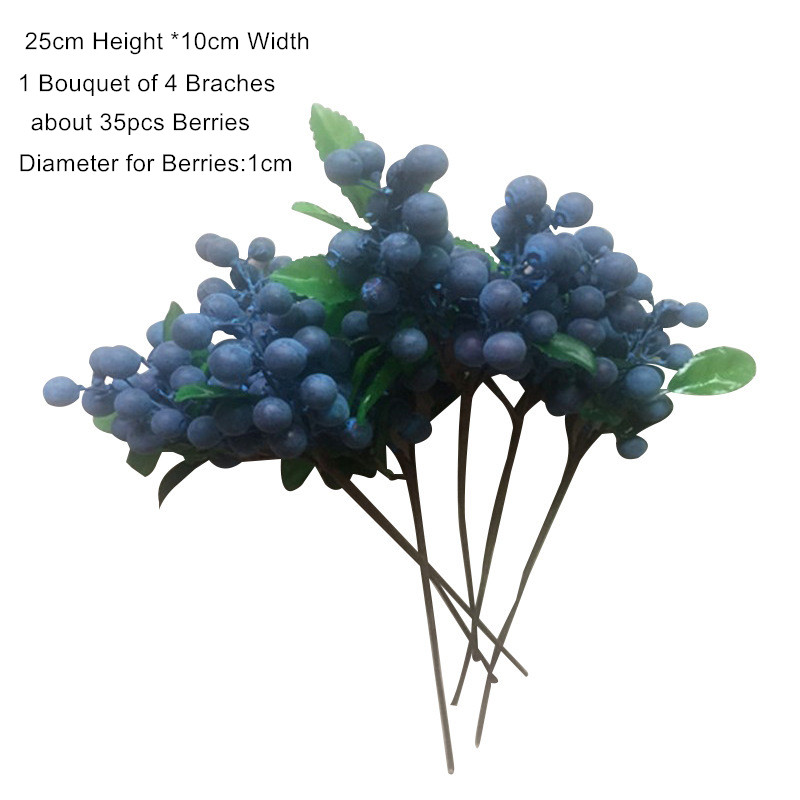 1 Bundle Artificial Blueberry Plant Flower Bud Fake Plants Decorative Wreath Berry For Wedding Home Party Decoration