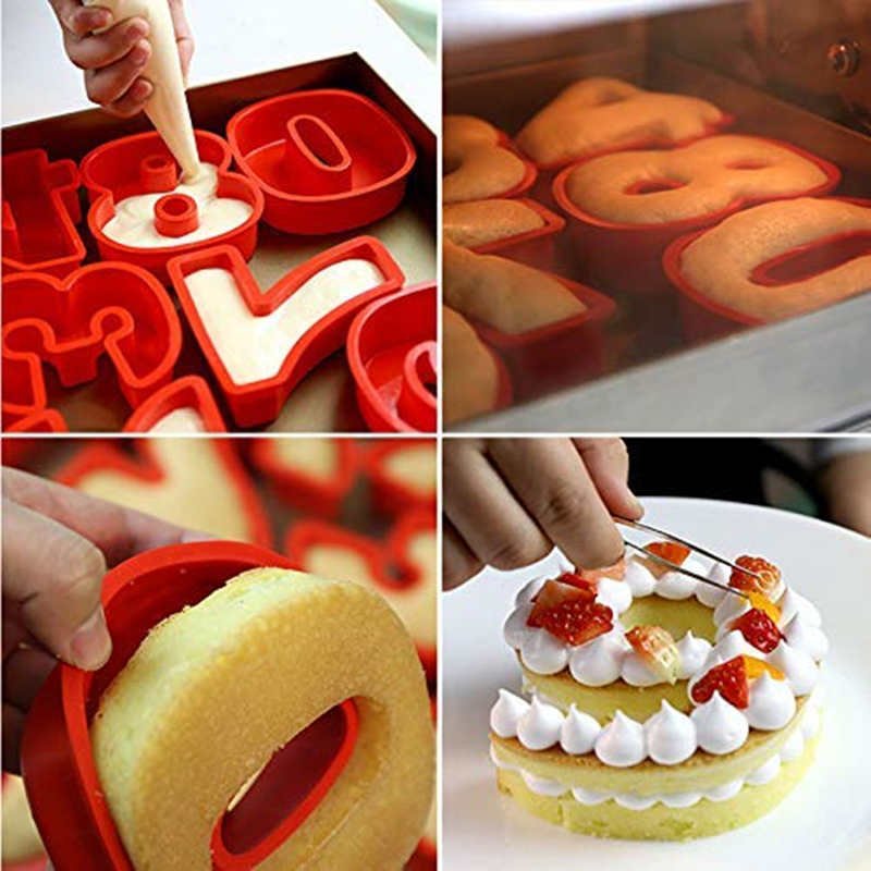 9 Pieces Whole Set Large Silicone Number Mold Numbers Cake Moulds Baking Trays For Birthday Wedding 4/10 Inch (10/25cm)