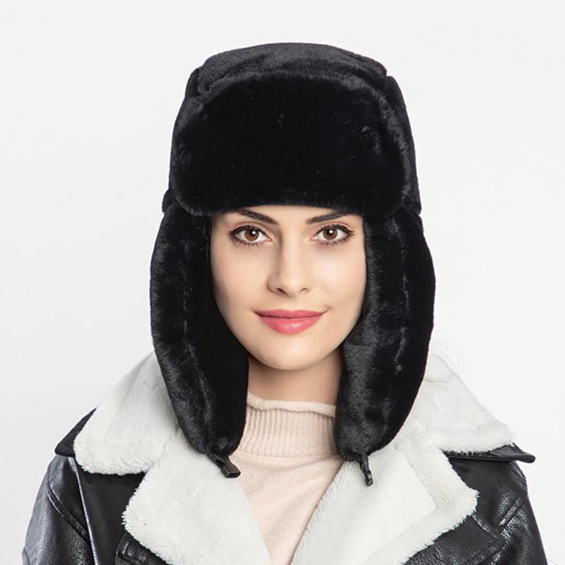 Womens New Autumn Winter Hat Warm Earmuffs Thicken Earflap Caps Female Faux Fur Windproof Solid Color Hats Fashion Cap Bonnet