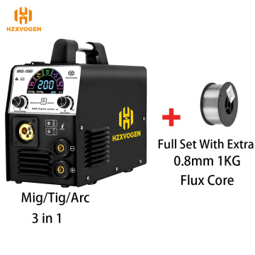 HZXVOGEN MIG185-II Mig Weldr MIG TIG ARC/MMA 3 In 1 CO2 MIX Flux Gas Or Gasless Multi Function Welding Machine Household Tools