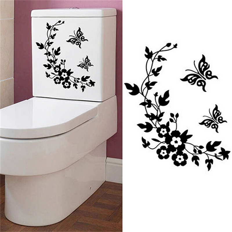 Funny Novelty Butterfly&Flower Toilet Seat/Sticker/Decal Fashion 3D Wall Stikcers On The Wall Home Decoration