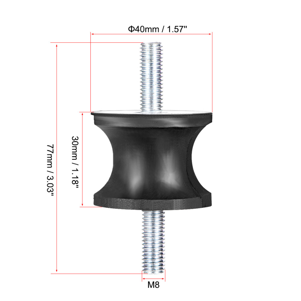 Uxcell 2PCS M8 M10 Thread Rubber Mounts Vibration Isolators Cylindrical Shock Absorber with Studs Dowel Fasteners