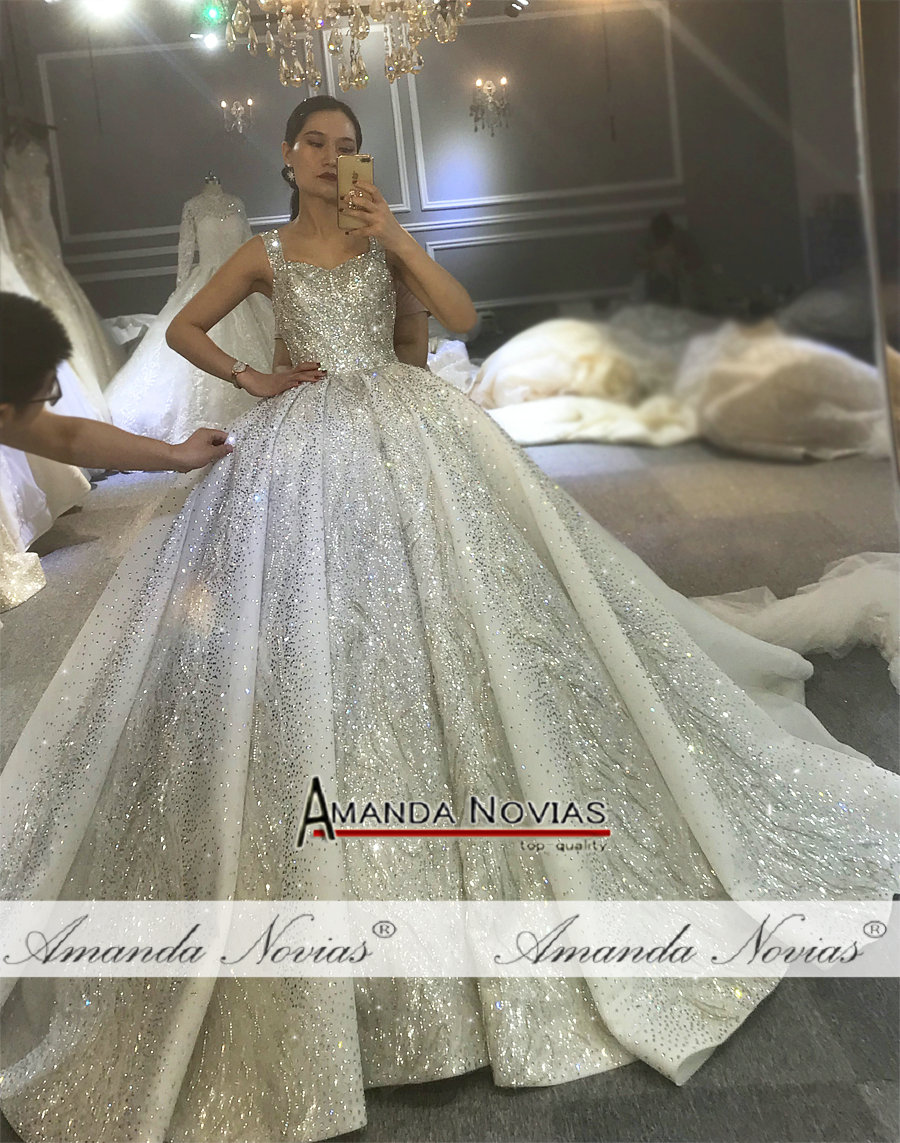 Dubai Luxury Heavy Beading wedding dress sparkling bridal dress 2020 Amanda Novias brand real work