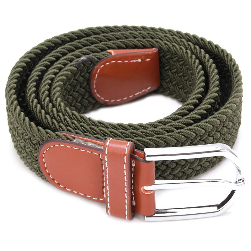 Fashion Men Elastic Knitted Belt Metal Buckle Waist Strap High Quality Military Army Tactical Belt 6 Colors
